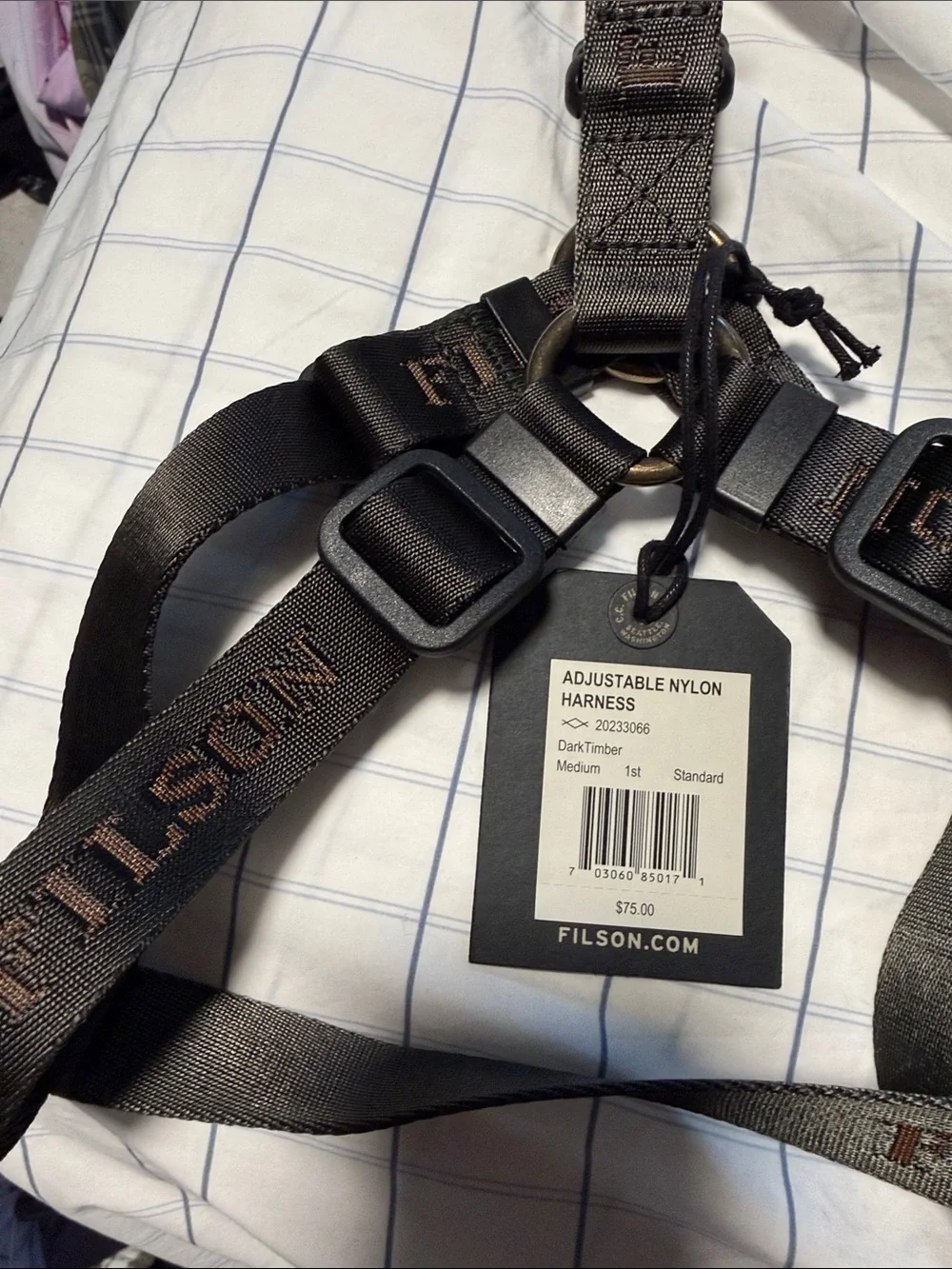Filson Dark Timber Adjustable Nylon Harness with Contrasting Stitching
